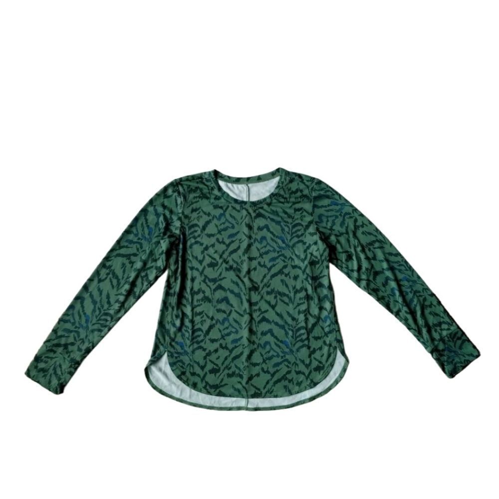 Zella Girls Myrtle Green Frankie Zebra Print Lightweight Long Sleeve Dolphin Tee